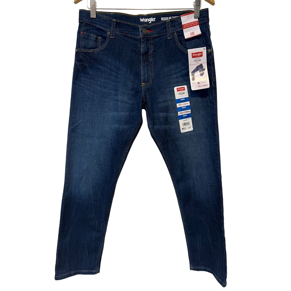 Wrangler Jeans Boys 14 Husky Blue Five Star Premium Taper Free to Stretch A35